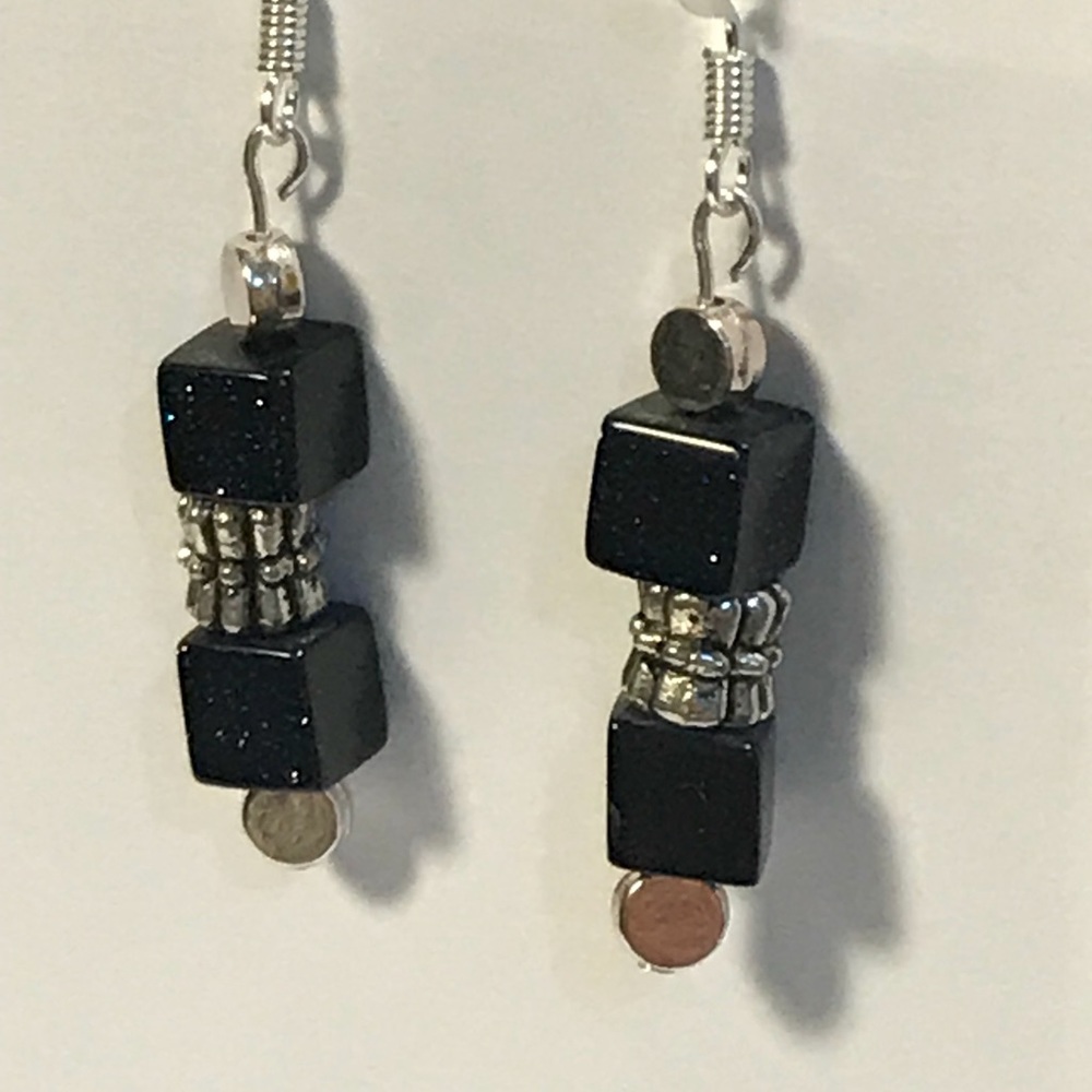 BNWT- Sterling Silver and Blue Sandstone earrings each pair handmade by Liange